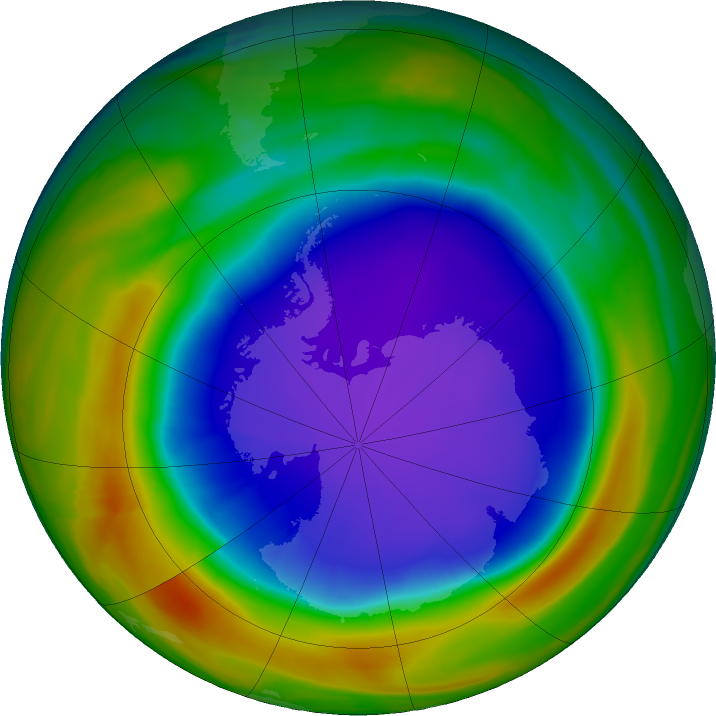 Antarctic ozone map for 05 October 2018